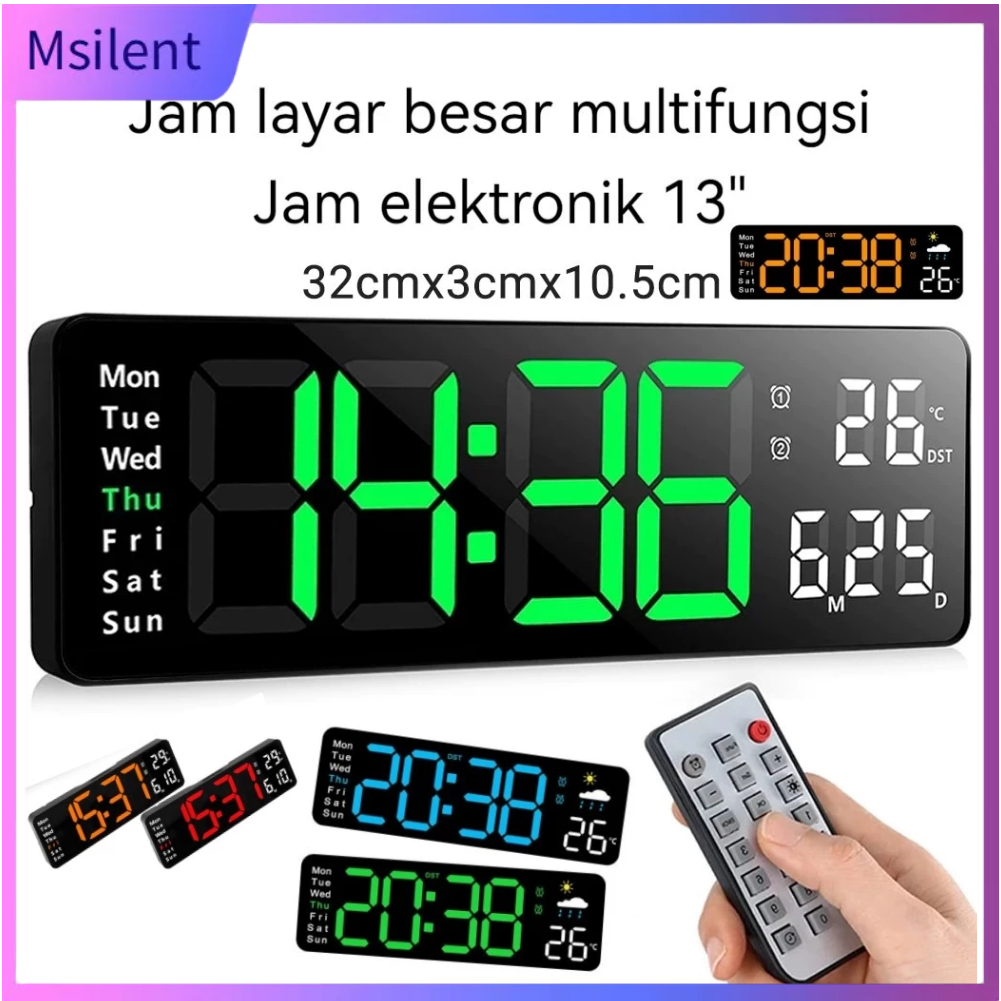 Jual Jam Tampilan Layar Besar 8/13 Inci Jam Digital Nordik Jam Dinding ...