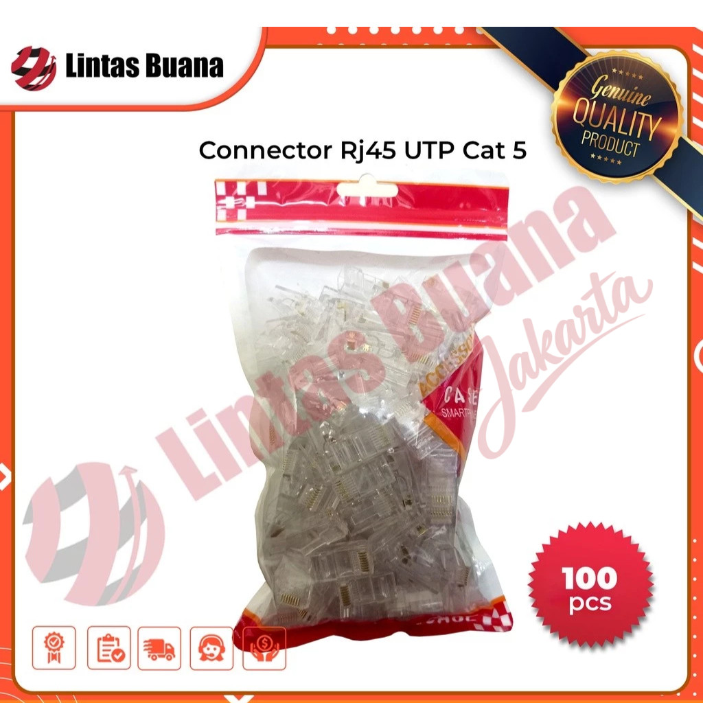 Jual Konektor- UTP Rj-45 Cat5 Connector UTP Cat 5 Centro 100pcs ...