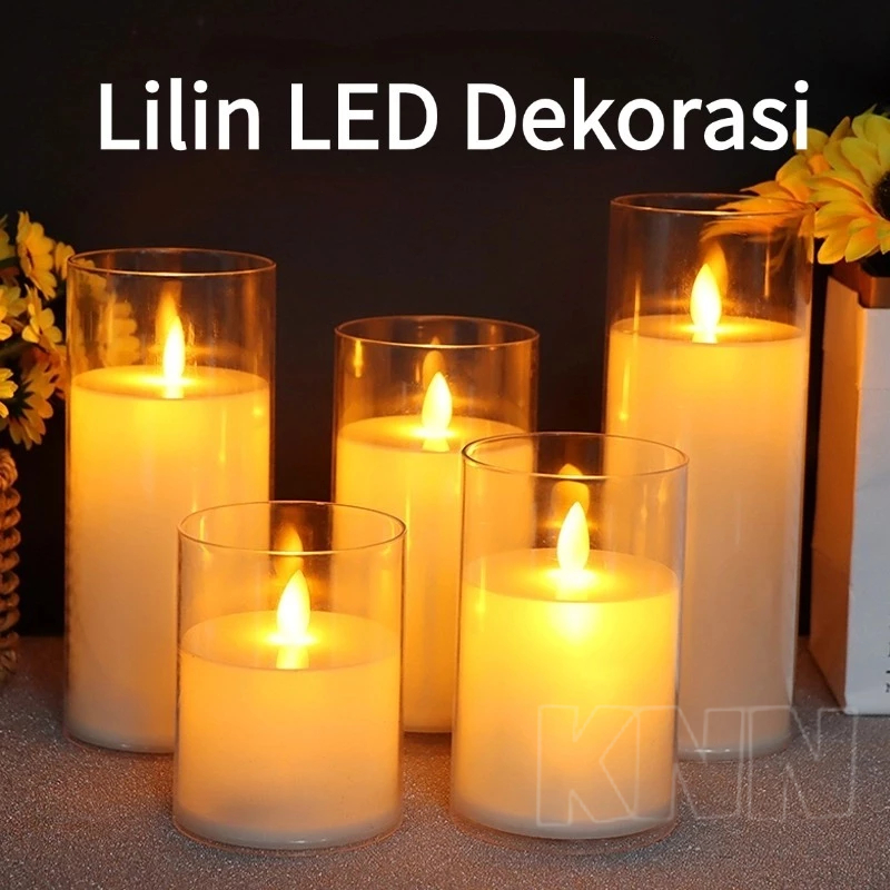 Lilin LED Dekorasi / Lilin LED Premium / Sumbu Goyang Gelas Akrilik 2