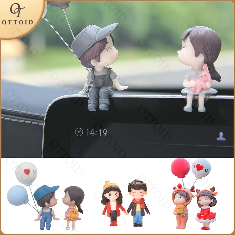 OTTOID Populer Dekorasi Mobil Super Lucu Ornamen Mobil Pasangan Dekorasi Mobil Penyembuhan Ornamen Boneka Yang Indah