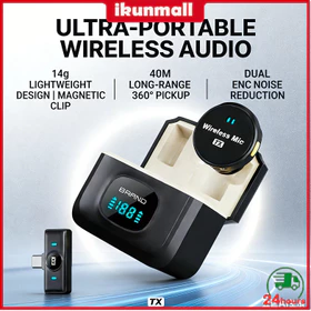 Wireless Microphone Magnetic Mikrofon Plug Play Wireless Lavalier Microphone With Charging Case