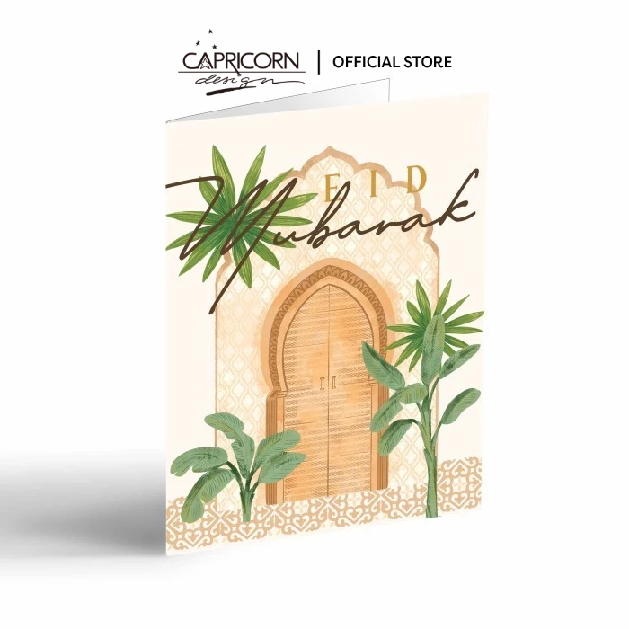 Jual Capricorn Design Kartu Lebaran Desain Eid Mubarak Golden Script ...