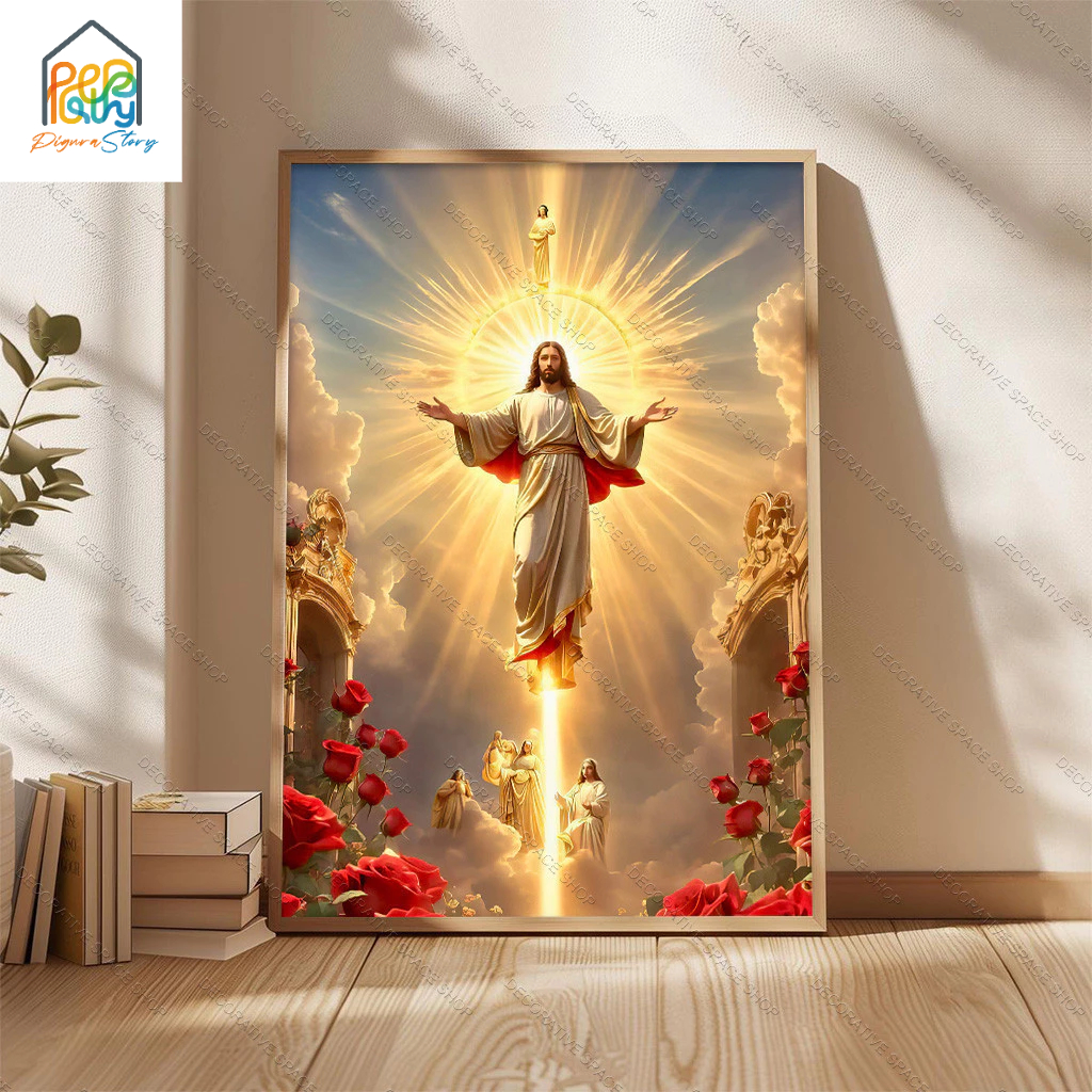 40X60CM Dekorasi Dinding Kristen Yesus di Ruang Tamu Lukisan Dinding Bulat Dekorasi Dinding Mewah Lukisan Dinding Modern