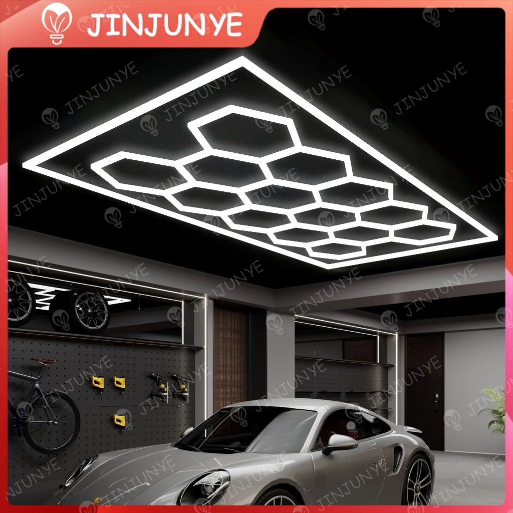 [Garansi&COD] Lampu Garasi LED Cahaya putih 6000K Lampu kantor Lampu Cuci Mobil Sisir Madu DIY Bengkel Mobil Langit-langit Lampu Segi Enam YJI