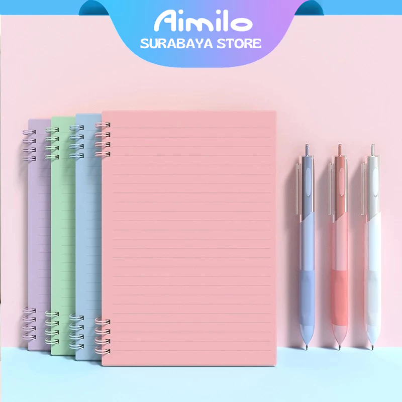 Jual Aimilo Notebook Set Notebook A5&Pulpen Gel Buku Diary Aesthetic 4 ...