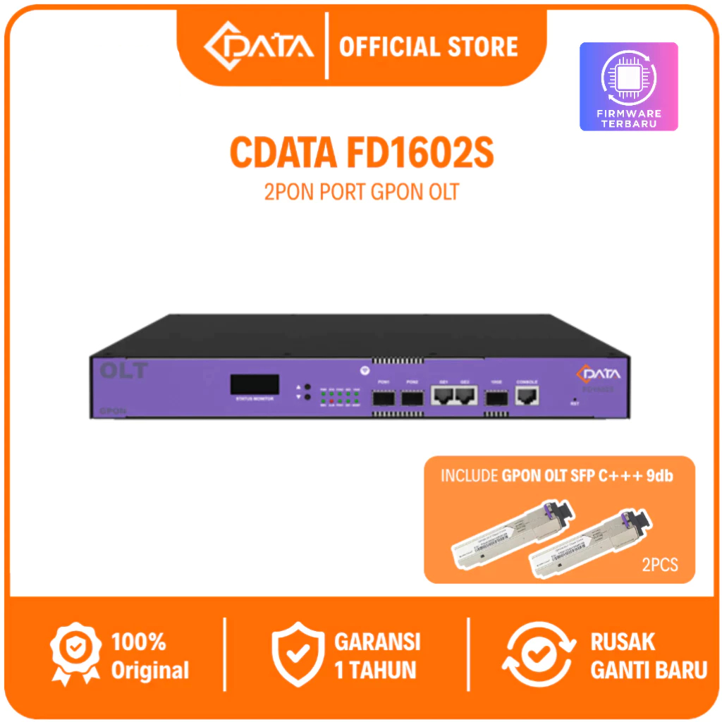 Jual CDATA GPON OLT FD1602S-B1 - OLT GPON 2 port Mini FTTH - Rack 1U ...