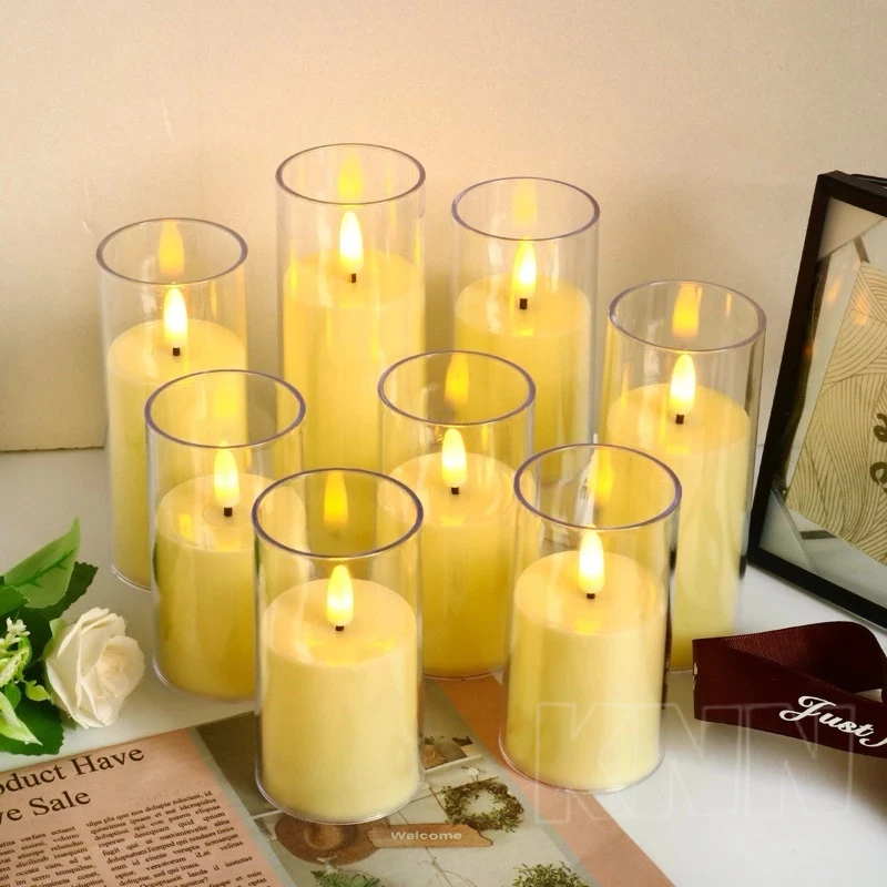 Lilin LED Dekorasi / Lilin LED Premium / Sumbu Goyang Gelas Akrilik 3