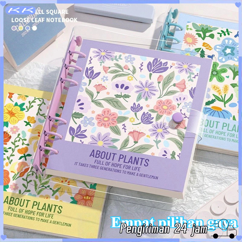 Jual Notebook Binder Kotak Transparan-Motif Bunga&Daun / Sampul Buku ...