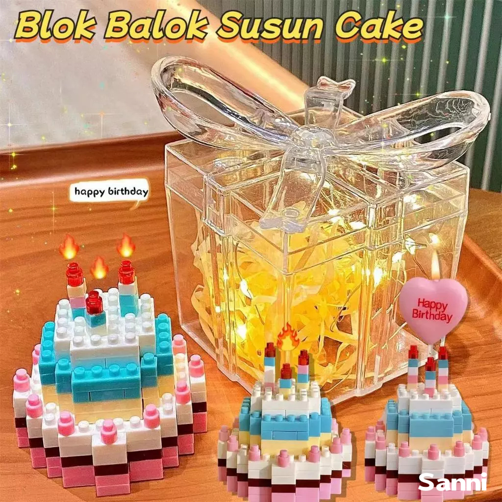 Jual Ulang Tahun Kue Kecil /Set Blok Puzzle Butiran Kue/ Mainan Blok ...