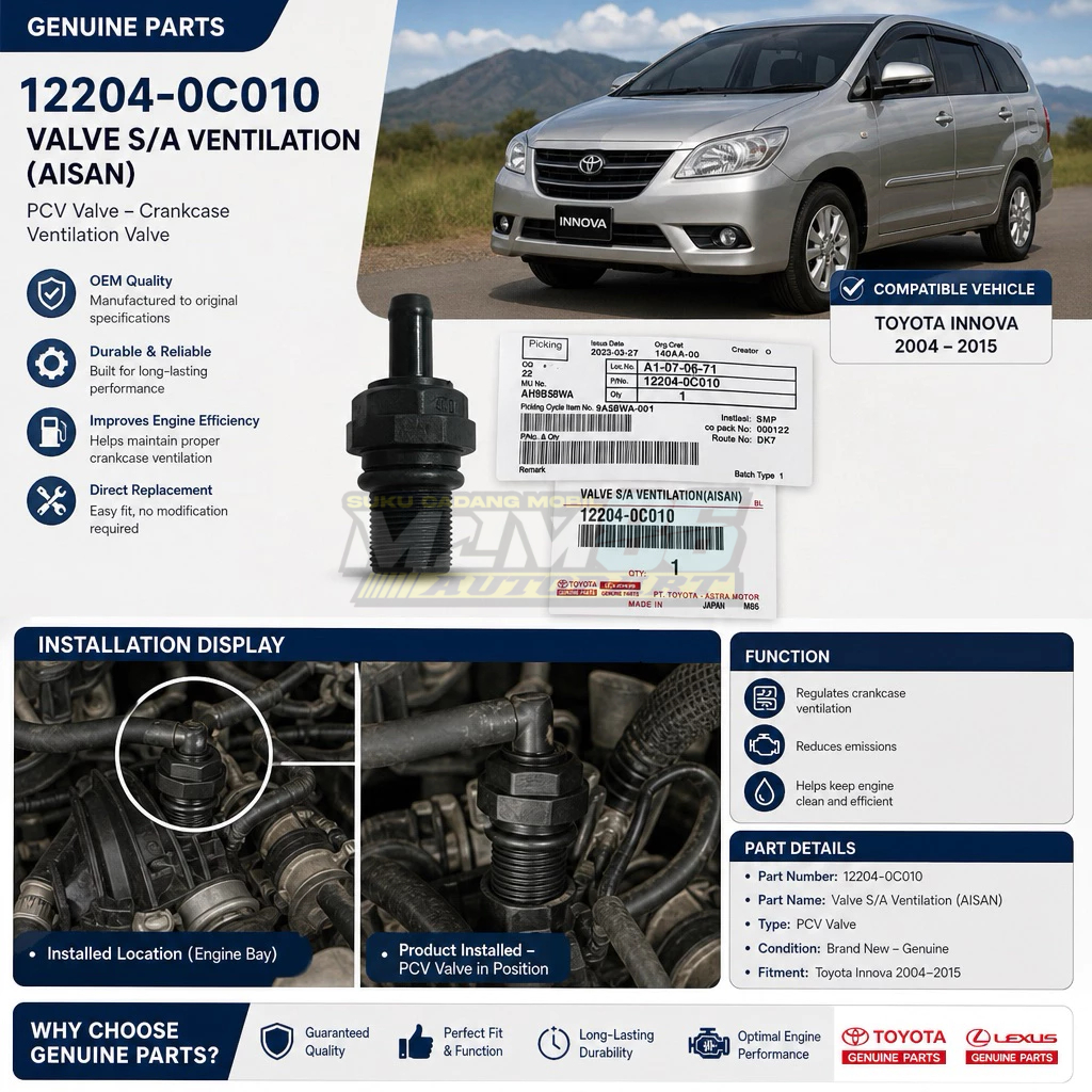 Jual Hot Sale! Pcv Valve Toyota 12204-0C010 Valve pcv Innova 2005-2015 ...