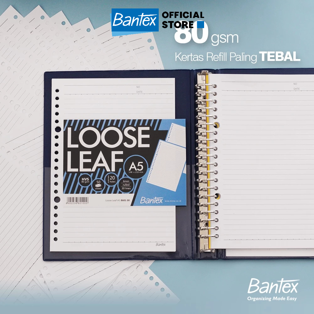 Bantex Loose Leaf A5 Paper 20 Ring 80gsm Kertas Refill Binder Paling TEBAL 8601 00