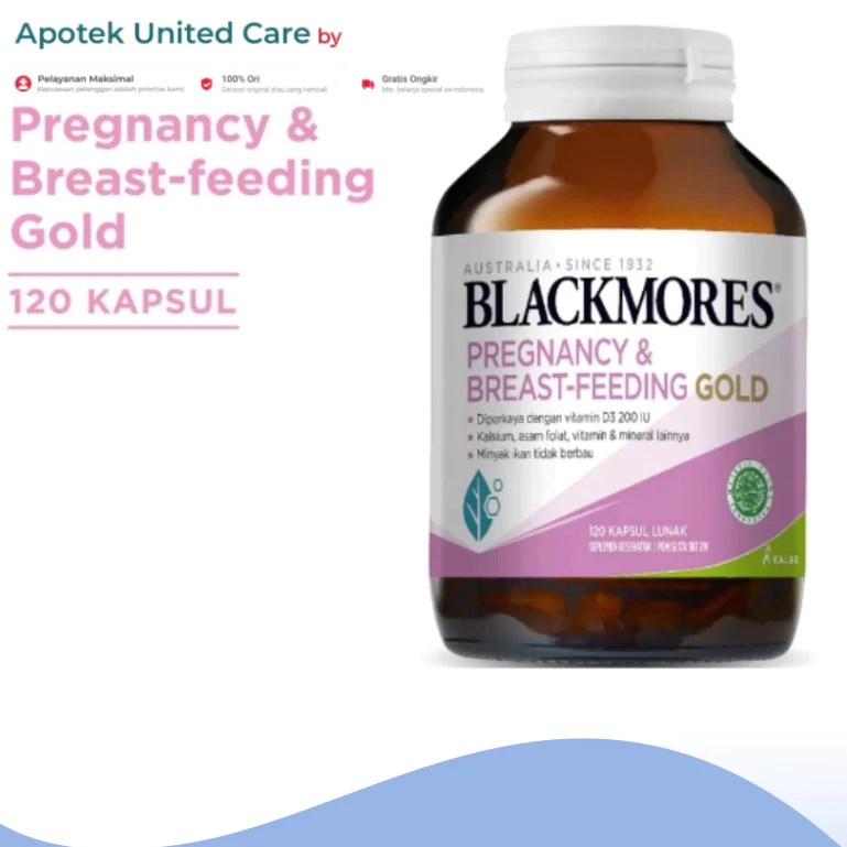 Jual BLACKMORES PREGNANCY & BREAST FEEDING GOLD 1 BOTOL ISI 120 TABLET ...