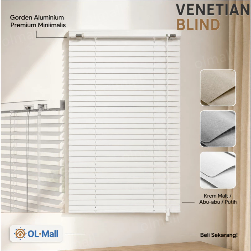 Aluminium TIRAI GULUNG LIPAT JENDELA 60X180 cm Venetian Blinds 25 mm /0.18mm Tirai Penutup Kerai Hordeng Penghalau Cahaya Aksesoris Jendela & Kemasan film gelembung