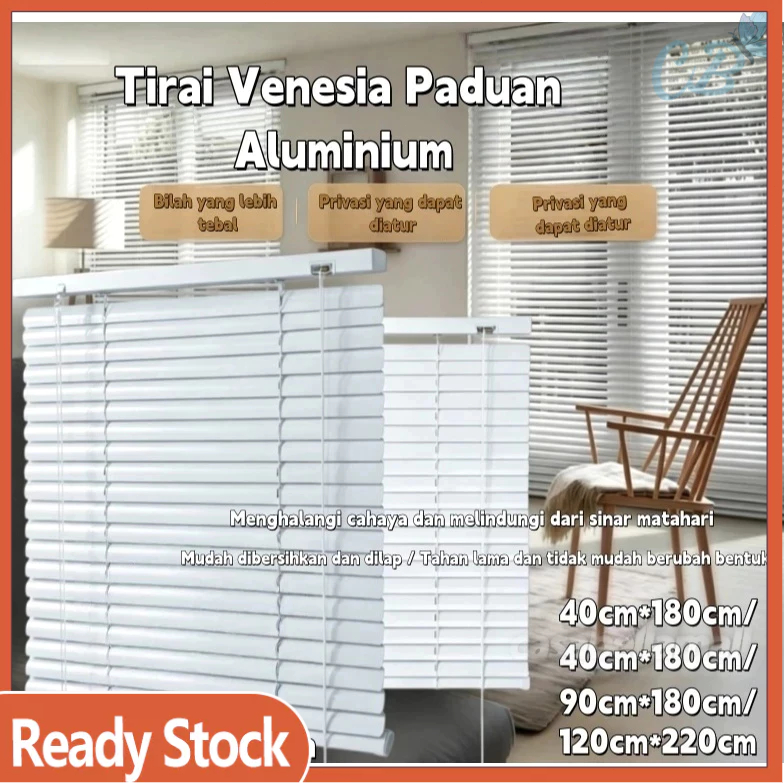 COD Tirai Paduan Aluminium Premium - Anti UV, Blok Cahaya, Isolasi Panas, Tahan Lama & Mudah Dibersihkan. Desain Modern Cocok untuk Rumah, Kantor & Apartemen