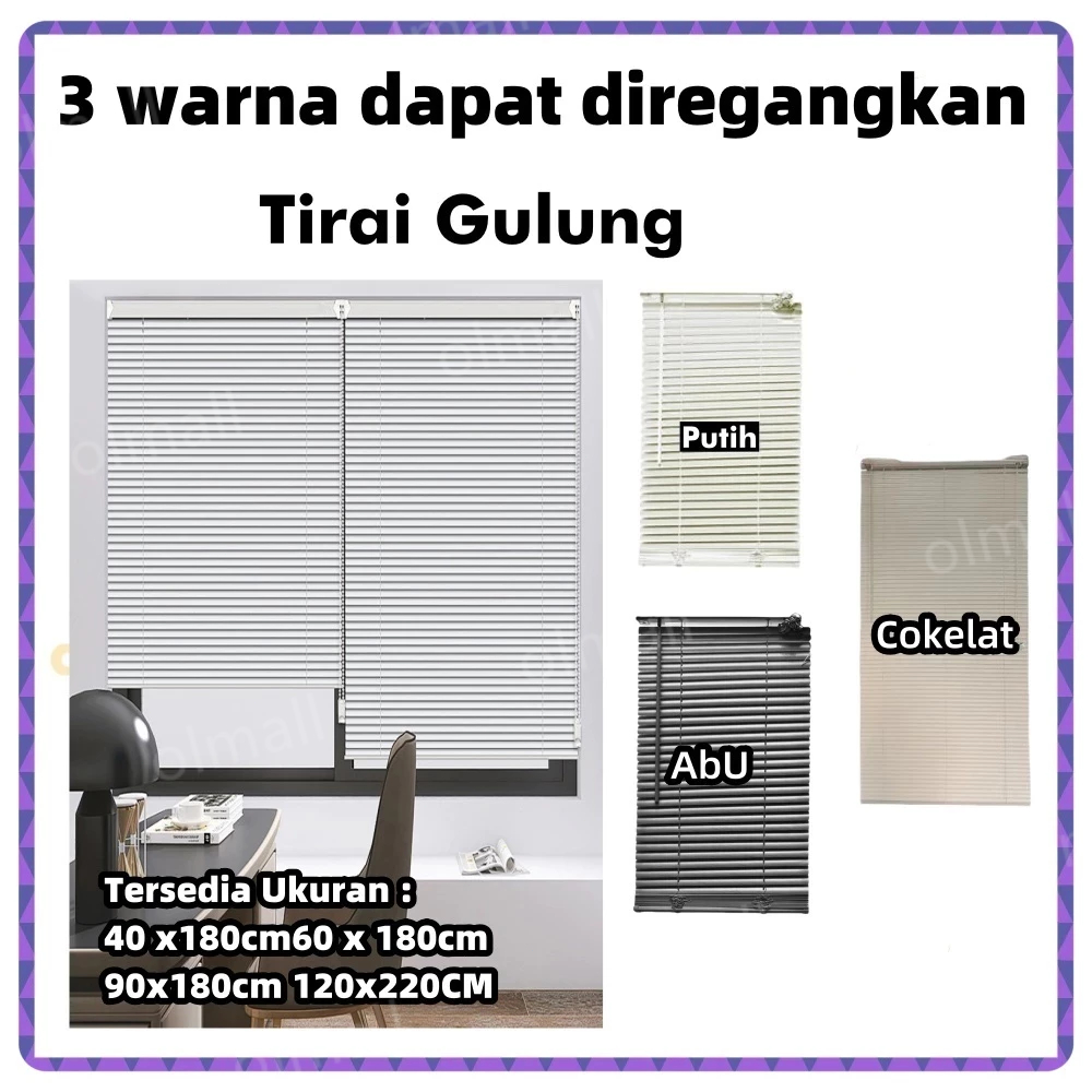 Termasuk sekrup  60X180 cm Aluminium Venetian Blinds DELUXE Slat / Slimline STAR-IX - Krey krei aluminium Tirai Modern