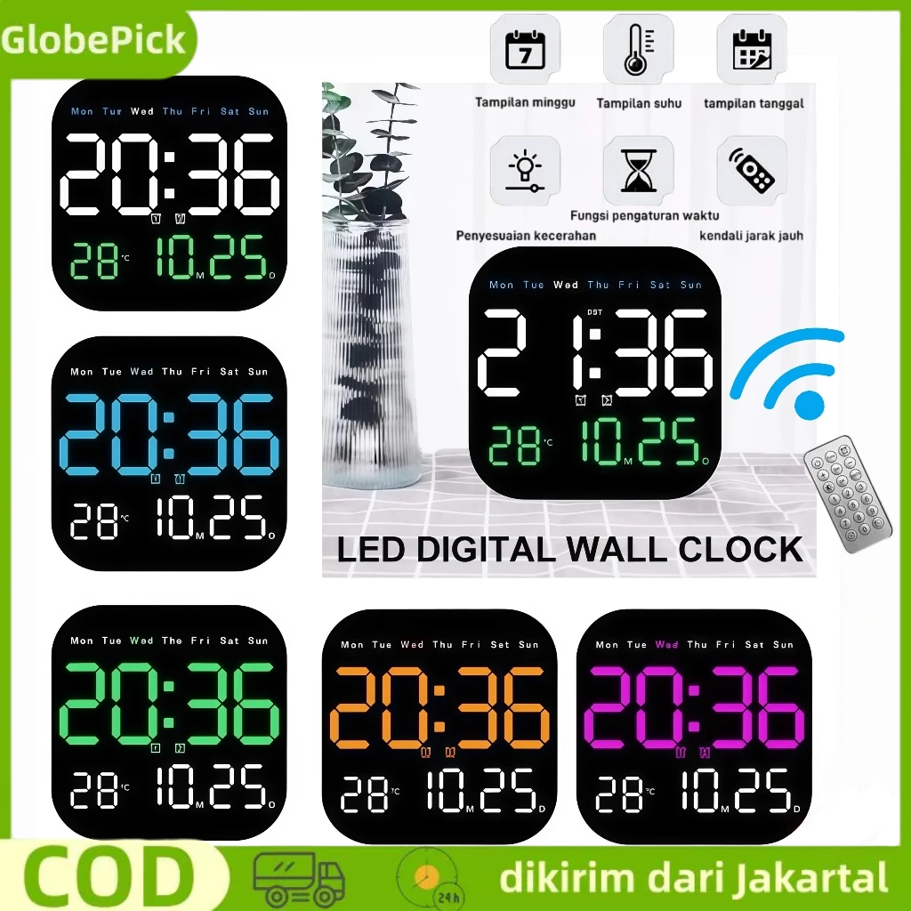 Jual JD-6650 — jam dinding LED elegan dengan kendali jarak jauh yang ...