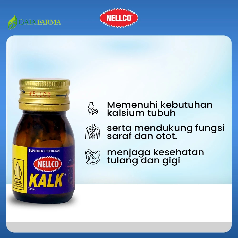 Jual Nellco Kalk 500mg 30 Tablet | Suplemen Kalsium Laktat Tulang dan ...