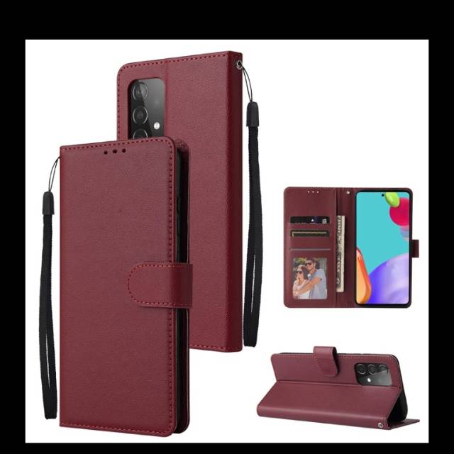 Oppo A32/A53 2020 Hülle – PU Leder Brieftaschen-Case Mit Magnetverschluss, Kartenfach, Stoßfest, In Rot
