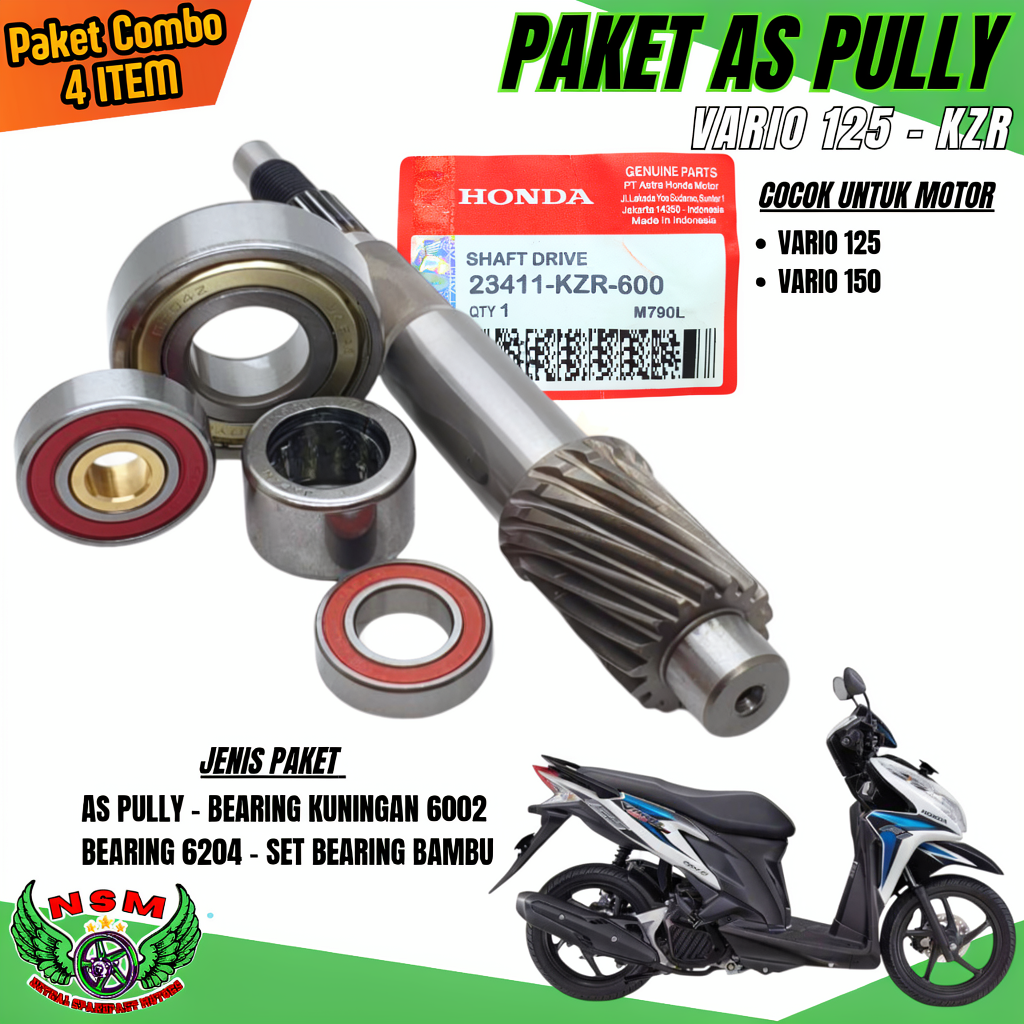 Jual PAKETAN 4 ITEM AS PULLY VARIO 125 125 + BEARING 6204 + BEARING ...