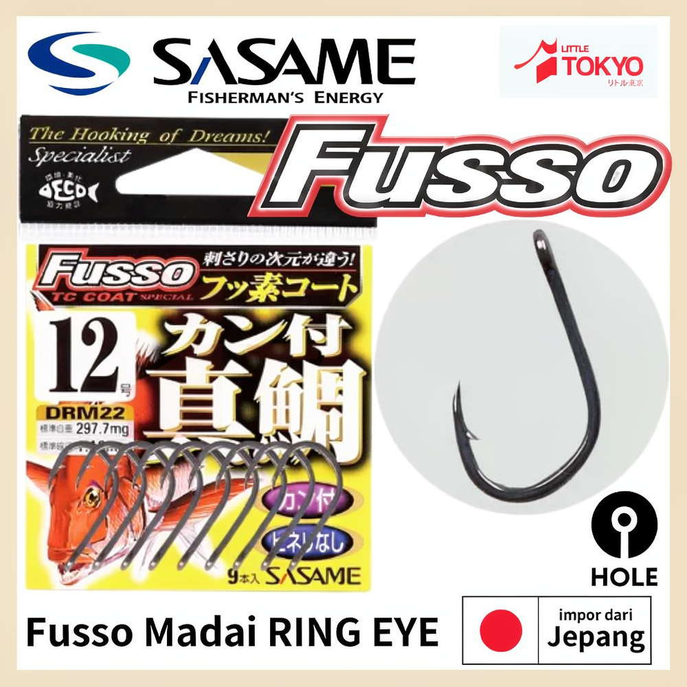 Mata Kail Pancing Sasame Fusso Madai Ring Eye dengan Lubang Original Japan Kecil