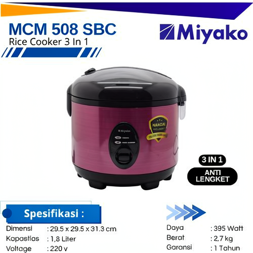 MIYAKO MCM 508 SBC - Magic Com Rice Cooker 3 In 1 Kapasitas 1,8 L - Rose Gold