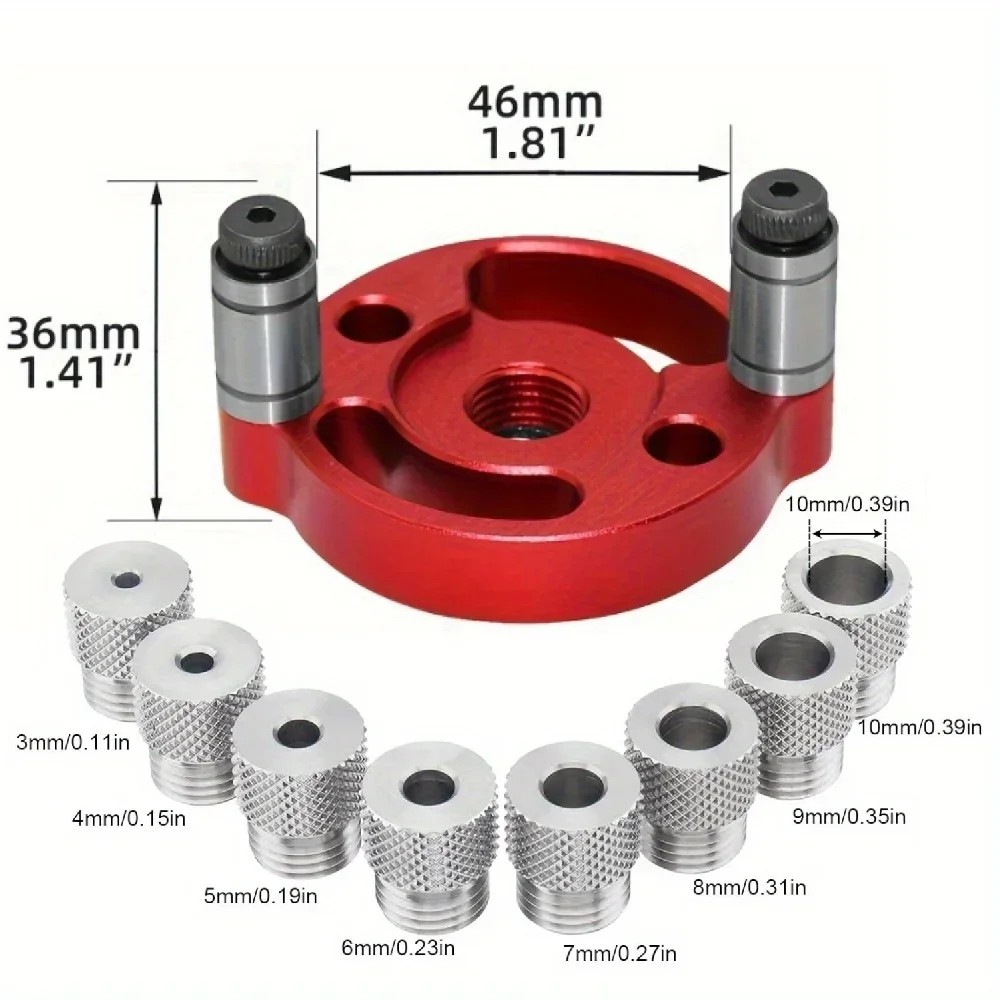 3-in-1 Woodworking Drilling Locator Centering Dowel Guide Doweling Jig Positioner Drill Bit Set Woodworking Tools - View #2