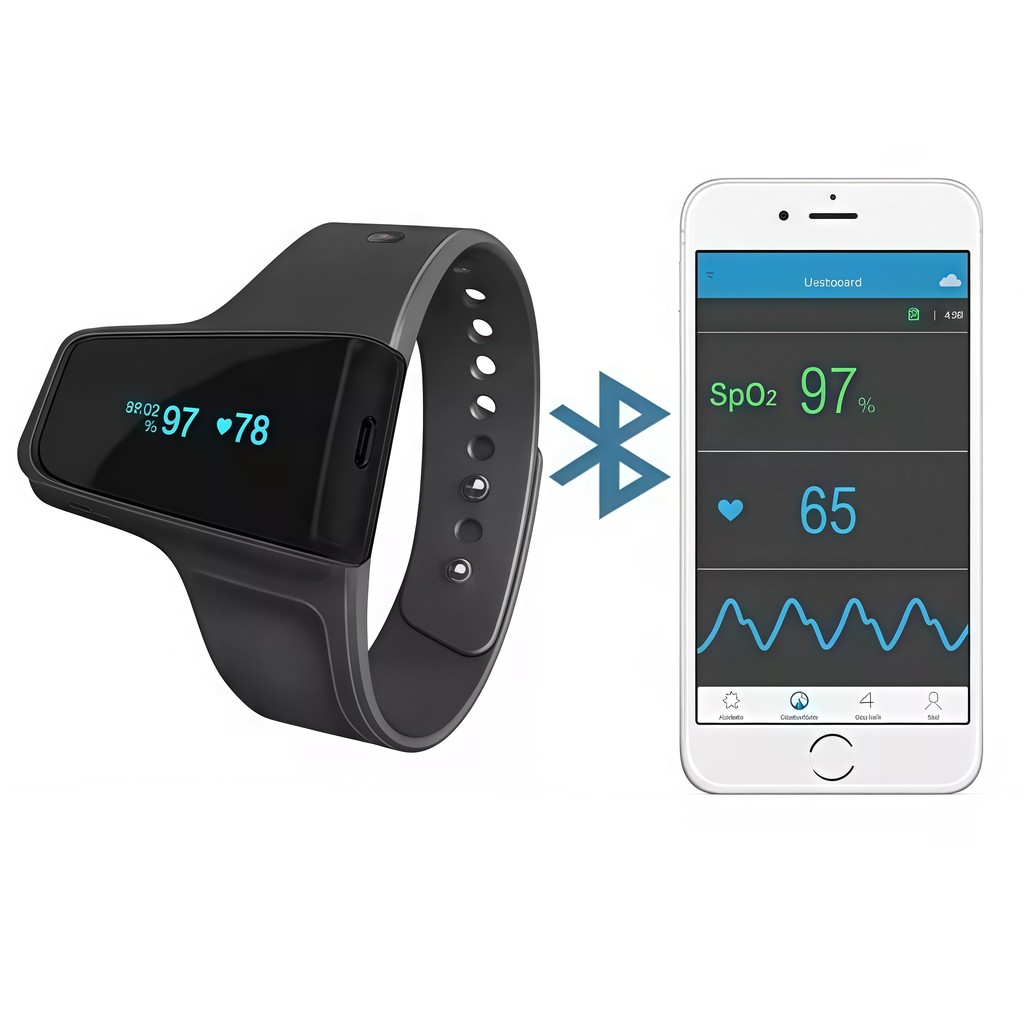 Jual Bluetooth wrist oximeter Spo2 heart rate pulse oximeter wearable ...
