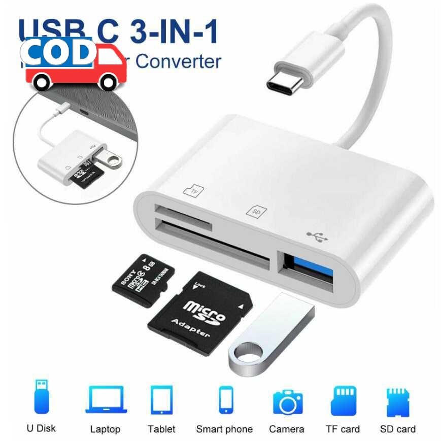 Jual Card Reader 3in1 USB Type C 30 MicroSD SD Card Plug And Play Untuk ...