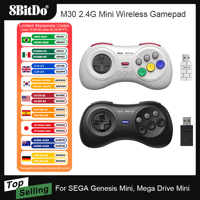Jual 8BitDo M30 2.4G Mini Gamepad Game Controller for Sega Genesis Mini ...