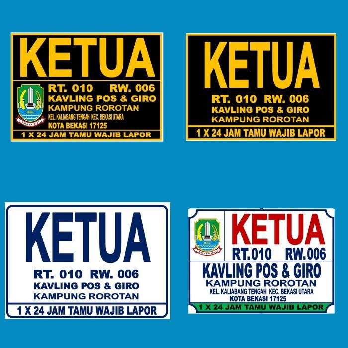 Jual PAPAN NAMA / PLANG / PLAT KETUA RT - RW - BENDAHARA -SEKERTARIS ...