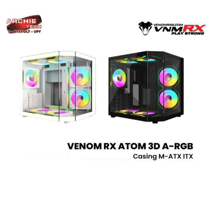 Jual Casing VENOM RX ATOM 3D A-RGB M-ATX ITX PC Case Include 3 Fan ...