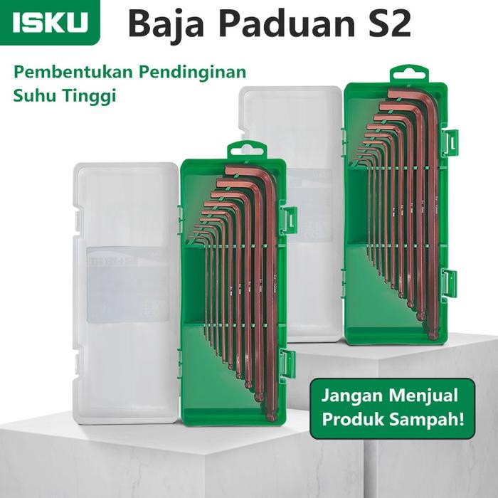 Jual ISKU Kunci L Hey Key Set Lengkap Flat End Hex Key 9 Piece | Shopee ...