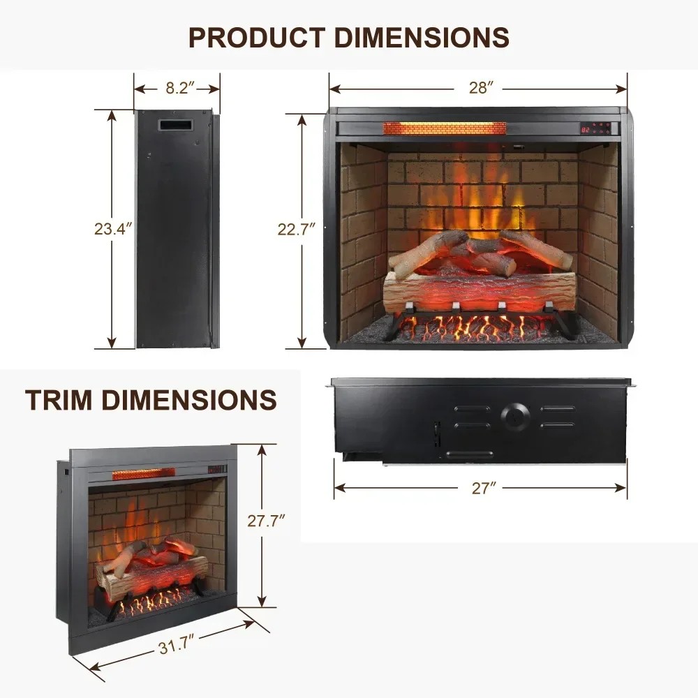 Jual Electric Fireplace Insert , Adjustable Flame/Brightness/Speed ...