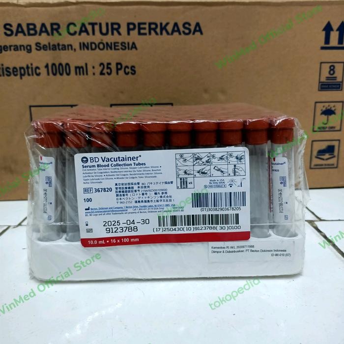 Jual Bd Vacutainer Tabung Serum / Tube Pln Plc 16X100Mm Red 10Ml ...