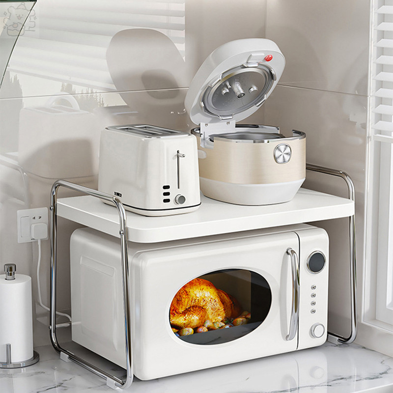 Jual Stainless Steel Microwave Storage Shelf Kitchen Shelves Rice ...