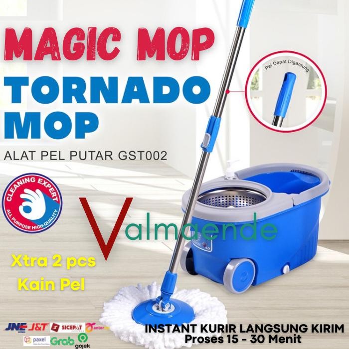 Jual Pel Lantai Alat Pel Putar Otomatis Stainless Magic Mop GSF Q2 Biru ...