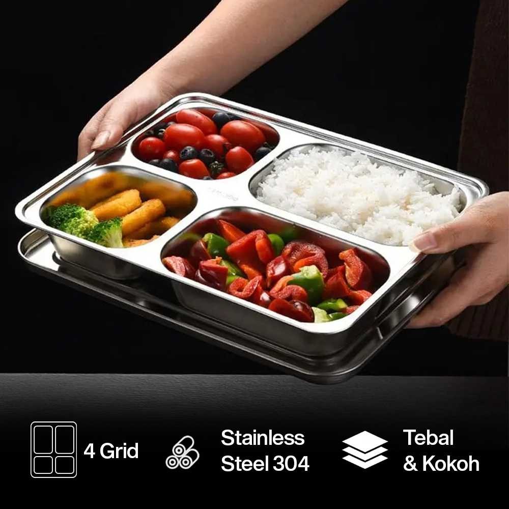 Jual Januel Kotak Makan Fast Food Tray Container Stainless Steel 304 ...
