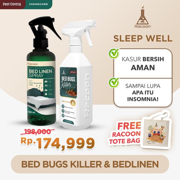 Jual Ready Racoon Sleep Well Bundling Spray Anti Kutu Kasur & Bed Linen ...