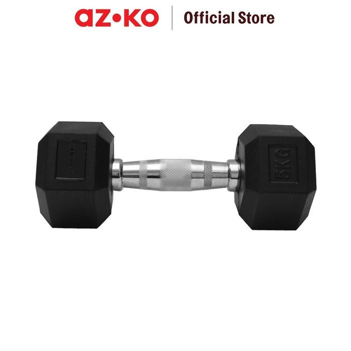 Jual Azko Kinetic Dumbbell Karet Hexagonal 5 Kg - Hitam | Shopee Indonesia