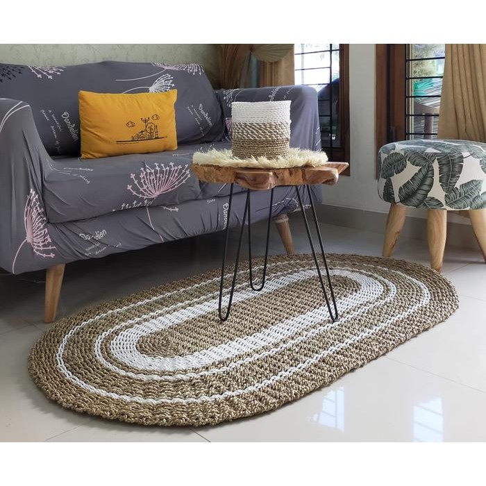 Jual Rug Seagrass Natural oval / Karpet Anyaman Oval ukuran 120/ Floor ...