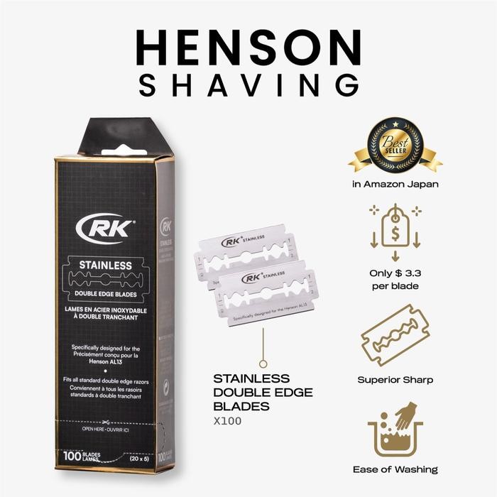 Jual HENSON RK Razor Blades Refill - Stainless Steel, Double Edge, 100 ...