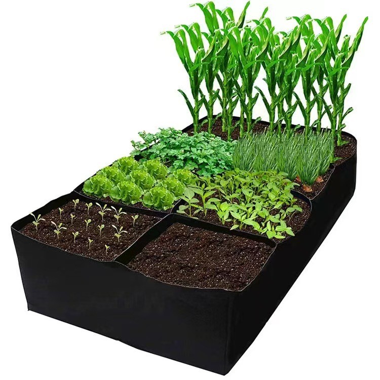 Jual Garden Planting Bag 4/8 Pockets Multi-grid Felt Grow Bag Rectangle ...