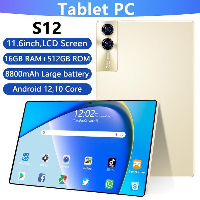Jual (Expert) LIVE Eksklusif Free Keyboard S12 2024 Tablet Baru Galaxy ...