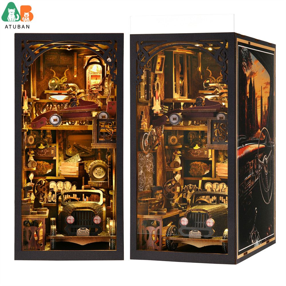 Jual ATUBAN Book Nook Kit Classic Car F1 DIY Wooden Puzzle Bookshelf ...