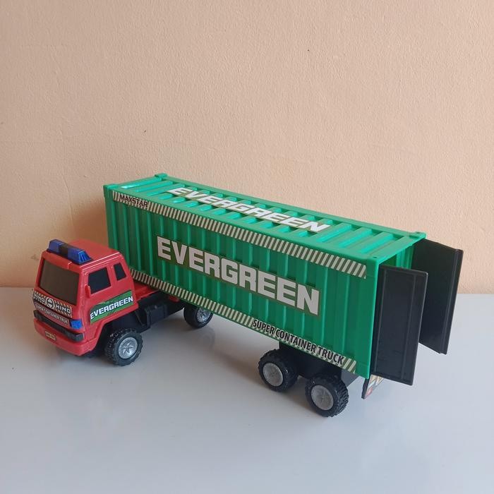 Jual Mainan Truk Kontainer Peti Kemas Evergreen - Mobil Box Container ...