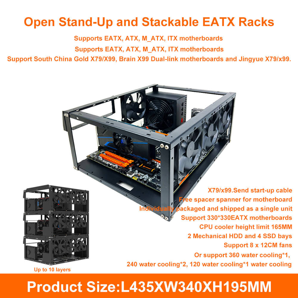 Jual Computer Motherboard Case Rack, Stackable Open Chassis Rack, PC ...