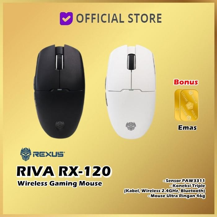 Jual Rexus Riva RX-120 Wireless Gaming Mouse Lightweight Triple ...
