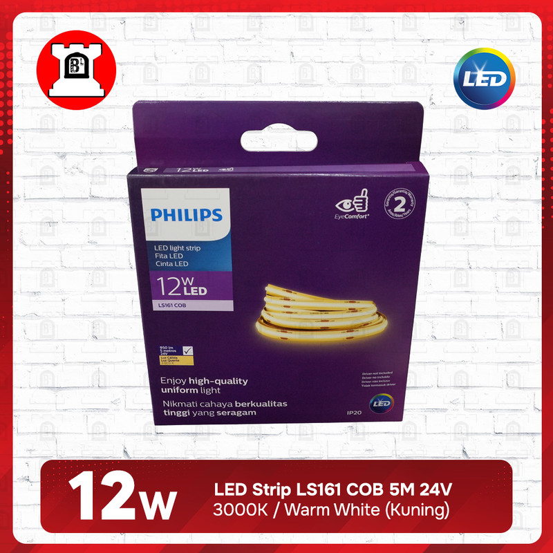 Jual Lampu LED Strip LS161 COB Philips 12W 5M 24V | Shopee Indonesia