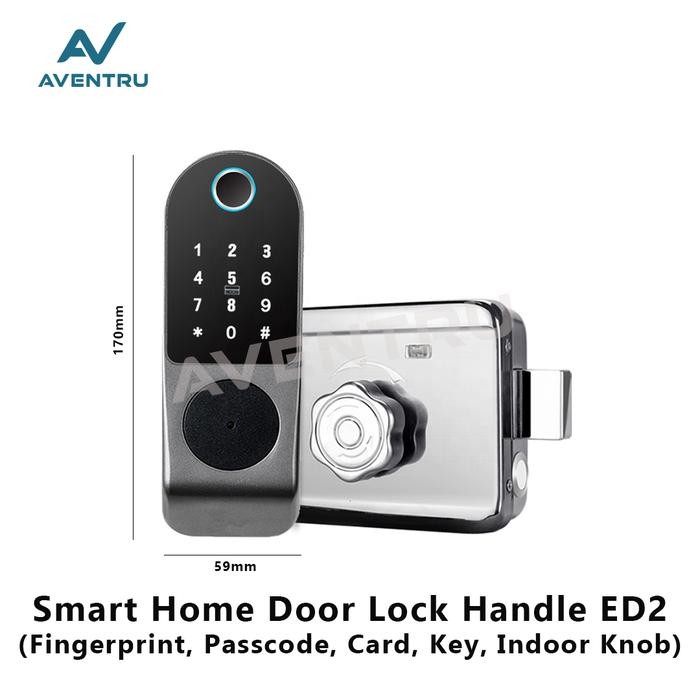 Jual Smart Home Fingerprint Passcode Card Door Indoor Knob Lock Handle ...
