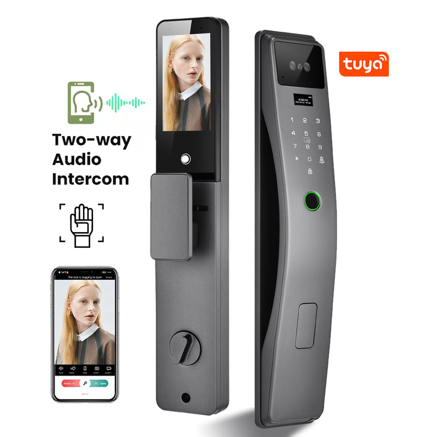 Jual Tuya 3D Face Recognition Smart Door Lock With Camera Cerradura ...